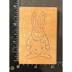 Wood mounted Rubber Stamp With Bunny suit Design By Ann-Ticipation 1458H